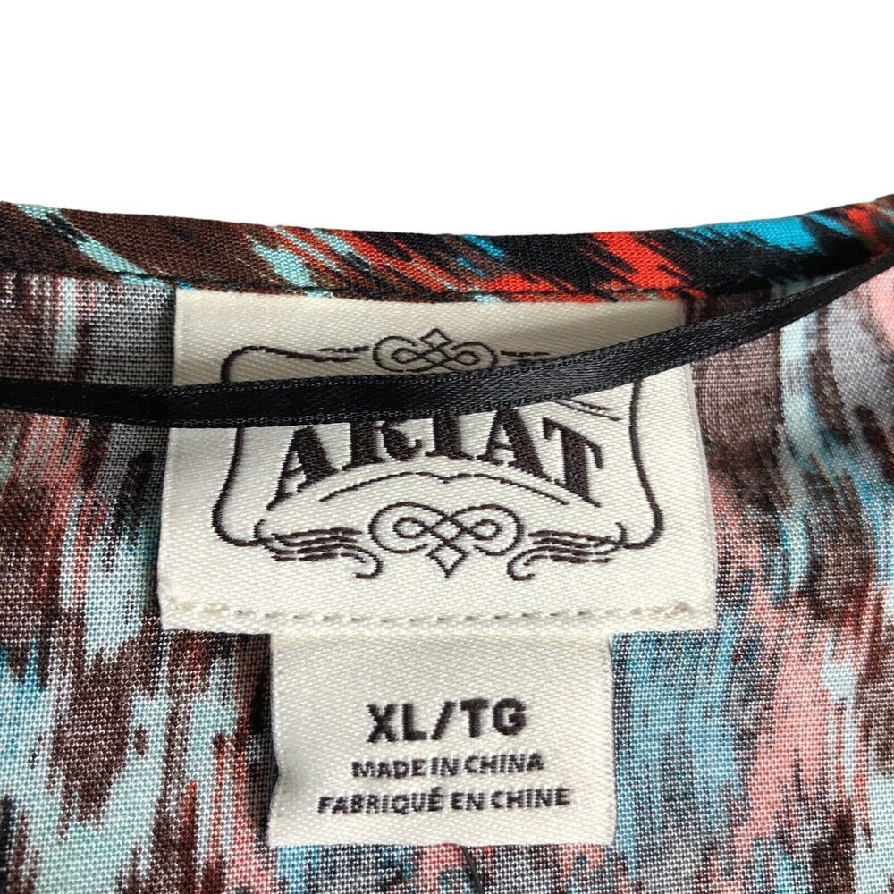Ariat Top Womens XL Aztec Western Chevron Southwestern 3/4 Sleeve Blouse NWT - Picture 5 of 15